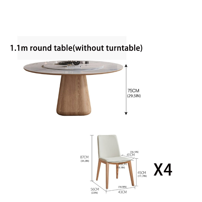 Stable Wooden Dining Room Set with Rock Slab Tabletop