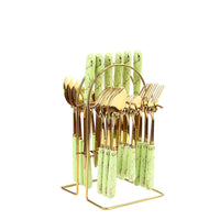 Thumbnail for 24-Piece Gold Silverware Set with Stand