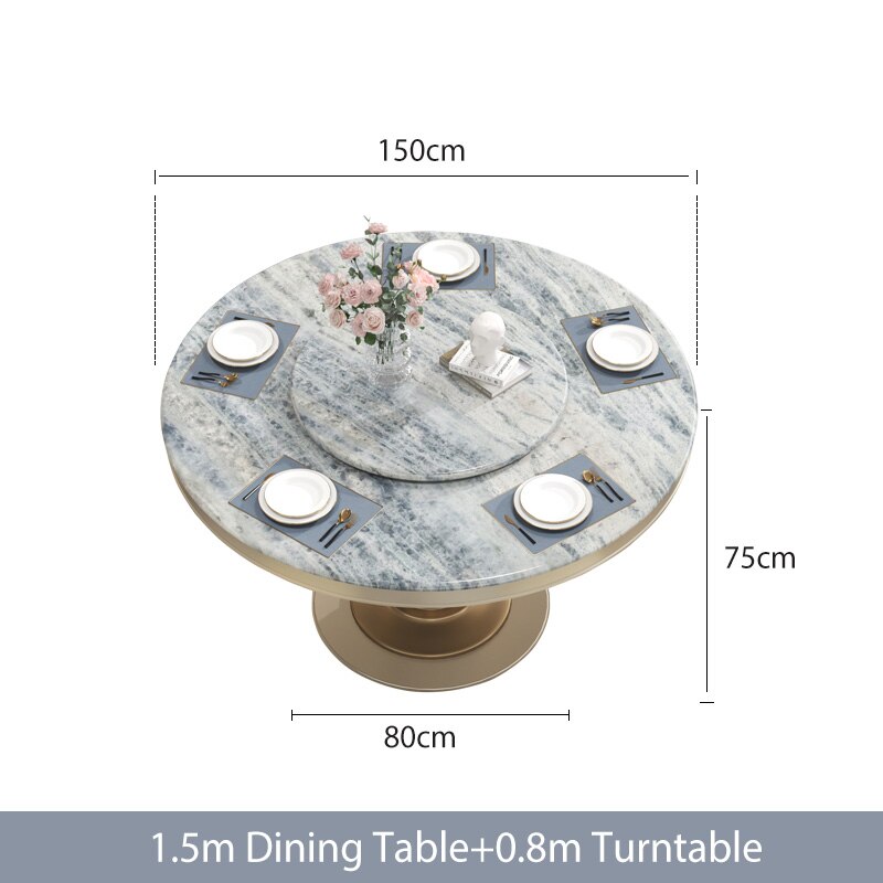 Round Marble Dining Table with Stainless Steel Frame