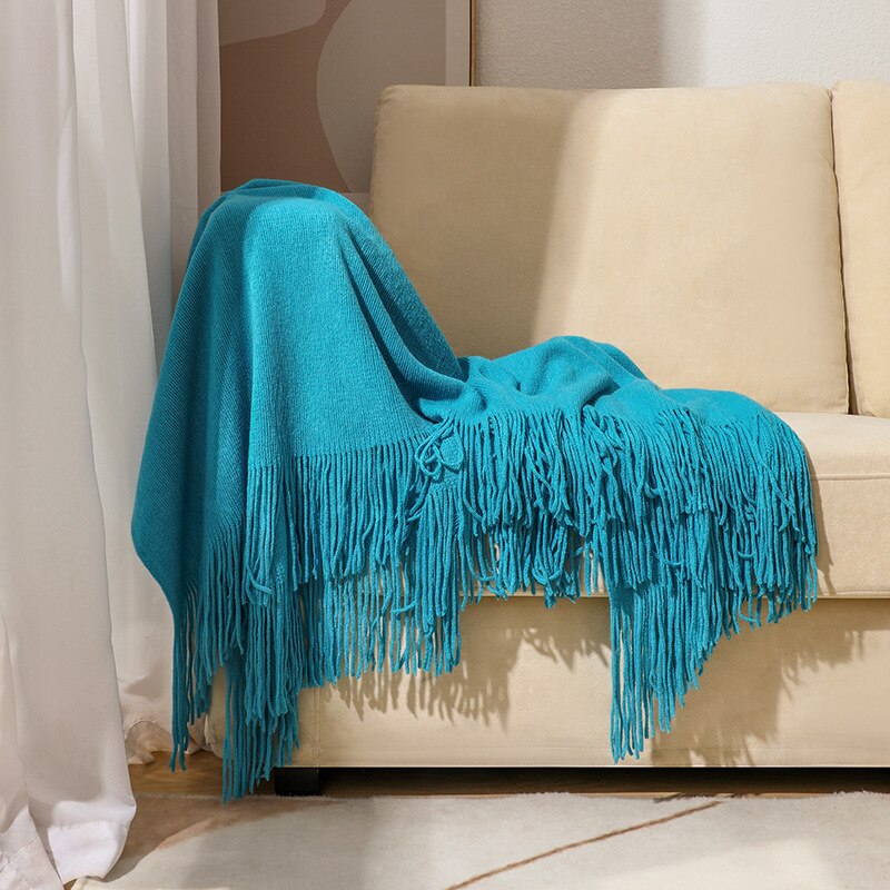Sofa Blanket Knitted Shawl in Solid Color
