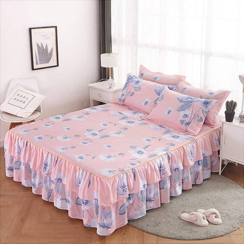 Bed Skirt Set with Pillowcases for Various Sizes
