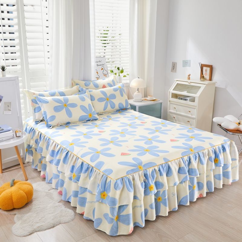 Floral Bed Skirt - Non-slip Dustproof - Students Bedding - Single/Double Size