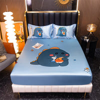Thumbnail for Satin Bed Linen for Single Bed - Cartoon Fitted Sheet for Kids