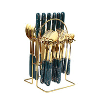 Thumbnail for 24-Piece Gold Silverware Set with Stand