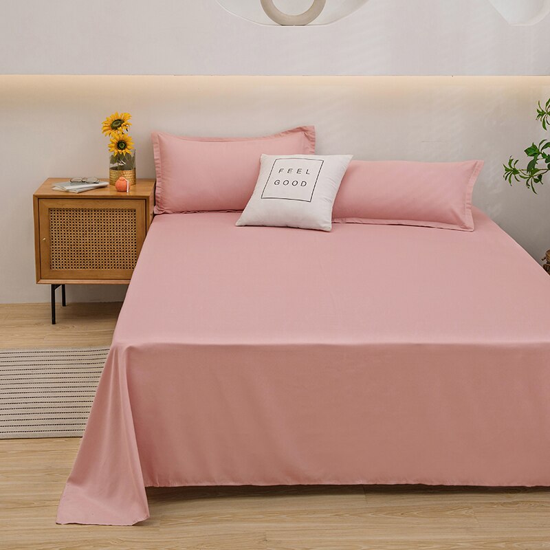 Solid Color Bed Sheets Set with Pillows Case
