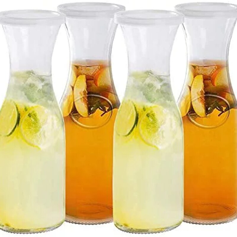 Glass Beverage Pitcher with Narrow Neck (Set of 4) - 1 liter