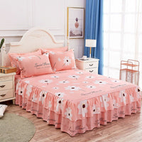 Thumbnail for Floral Bed Skirt - Korean Non-slip Dustproof Bedspread