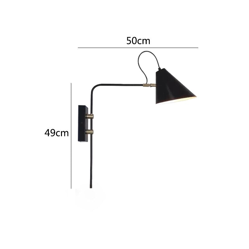 Adjustable Black Swing Arm Wall Lamp for Dining, Living Room, and Bedroom with E27 Socket