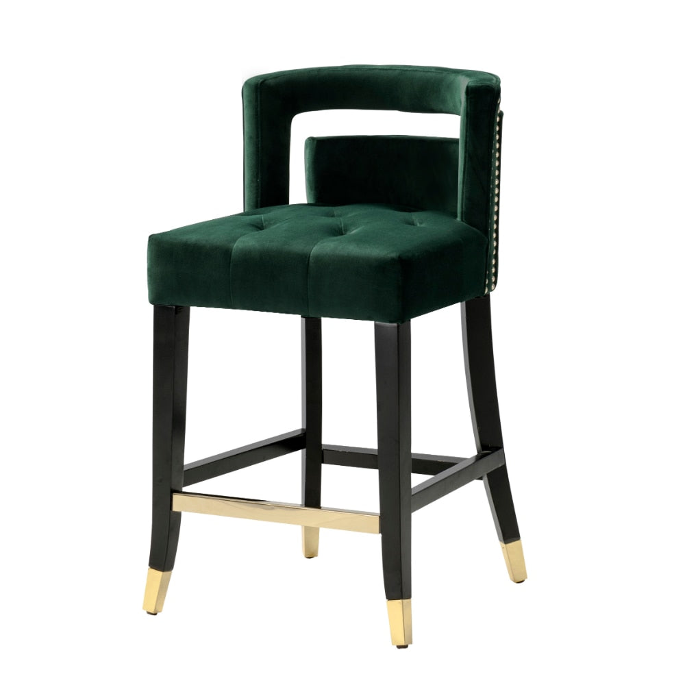 Velvet Upholstered Counter Stool Chair