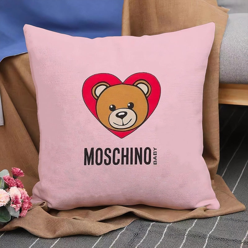 Double Printed M-Moschino Cushion Cover Short Plush