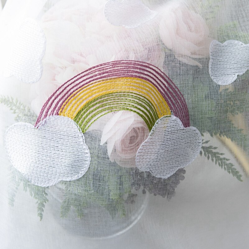 Rainbow Clouds Embroidered Tulle Curtains
