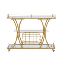 Thumbnail for Modern Gold Bar Cart With Wine Rack