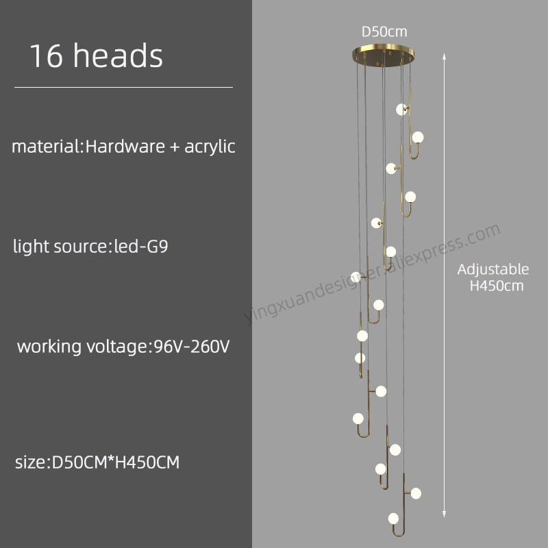 LED Pendant Lamp for Spiral Staircase Lighting