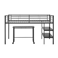 Thumbnail for Black Metal Loft Bed with Desk and Shelving