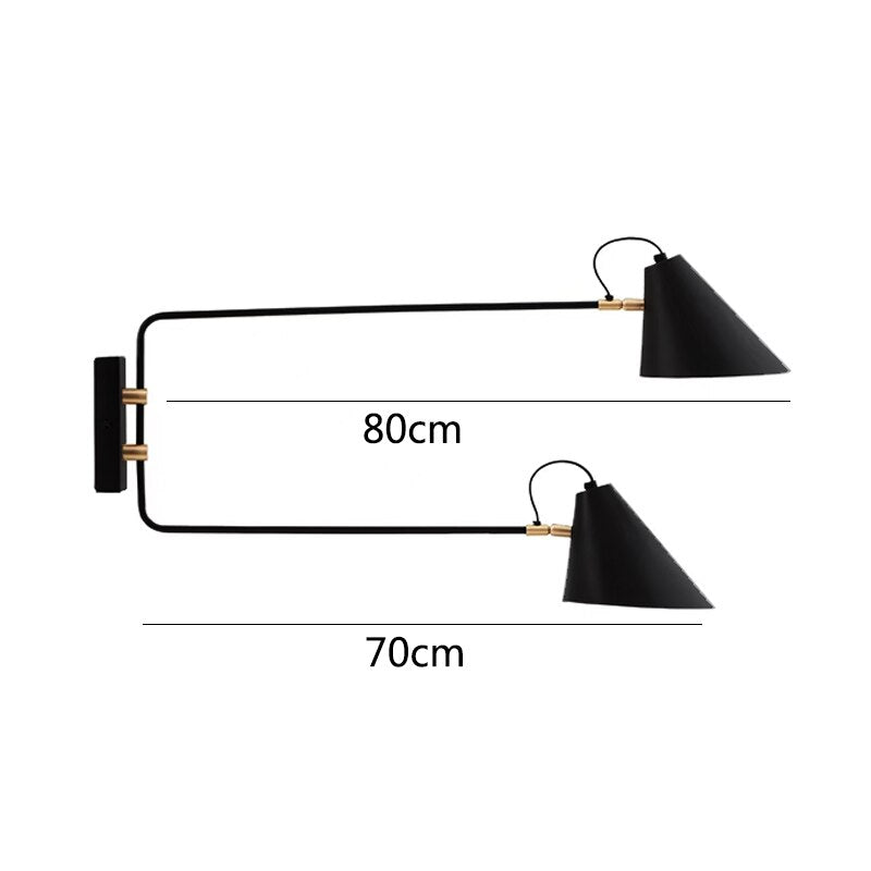 Adjustable Black Swing Arm Wall Lamp for Dining, Living Room, and Bedroom with E27 Socket