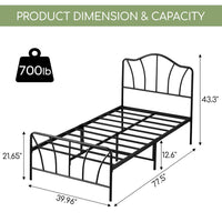 Thumbnail for Black Metal Full Size Bed Frame with Headboard/Footboard