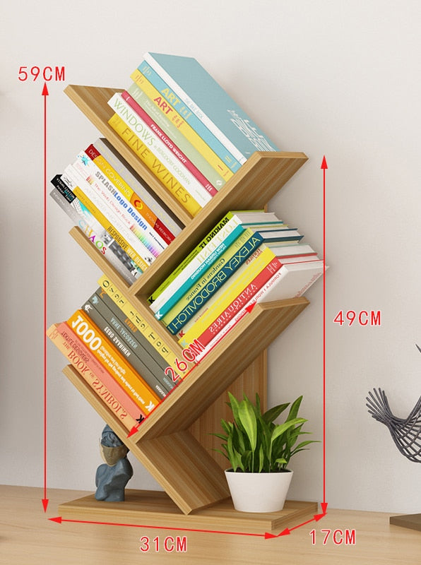 4-Shelf Tree Bookshelf Display Stand