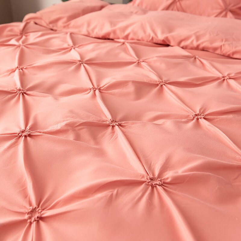 Pinch Pleated Solid Color Duvet Cover Set