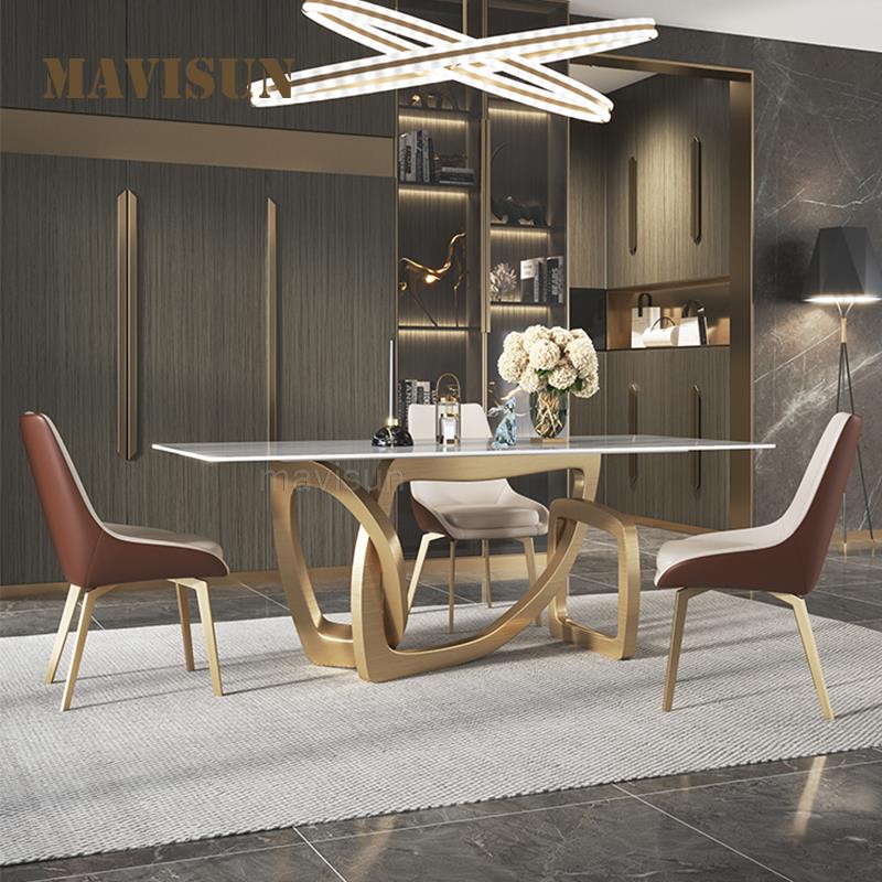 Creative Luxury Golden Slate Dining Table
