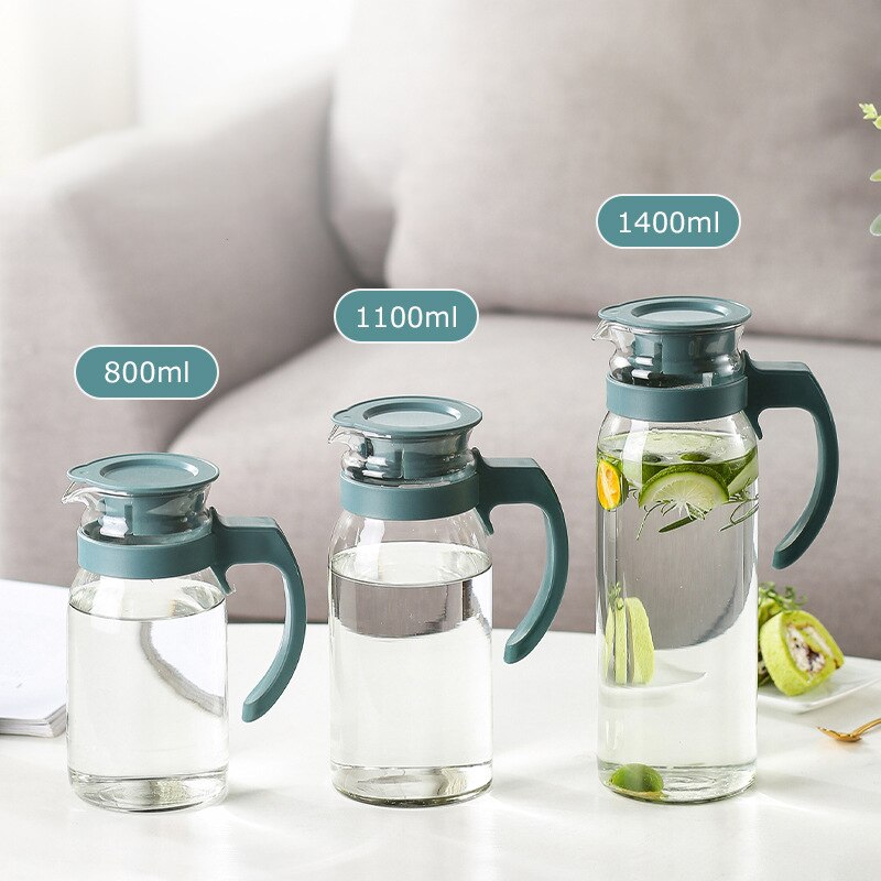 Heat Resistant Glass Water Pitcher with Lid and Handle