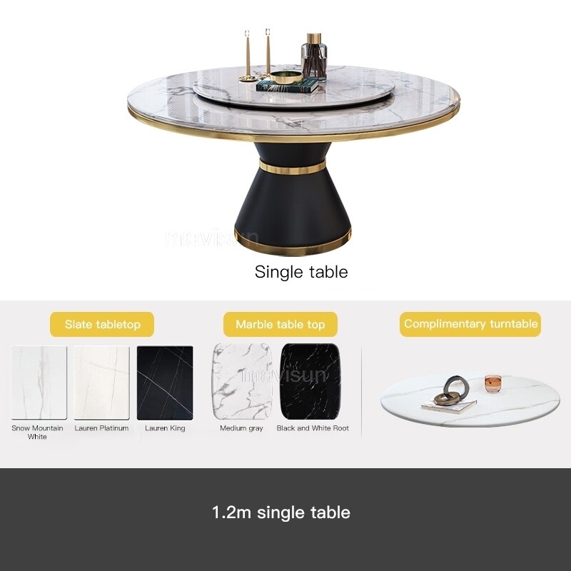 Light Luxury Marble Dining Table And Chair Combination With Turntable