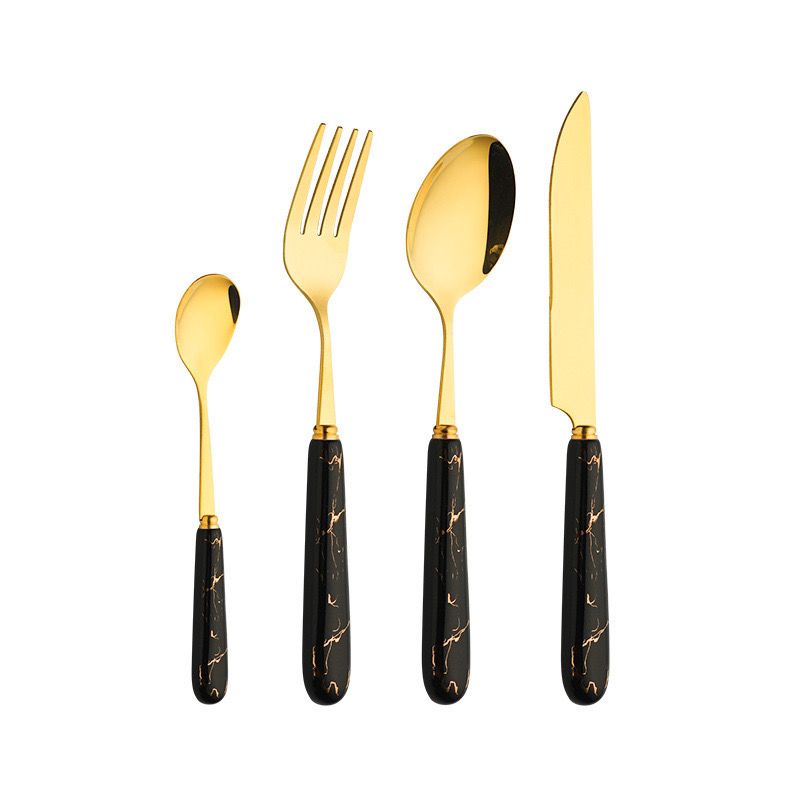 24pcs Ceramic Handle Stainless Steel Cutlery Set