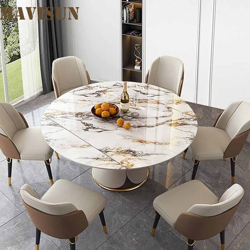Nordic Extendable Kitchen Table with Marble Dinner Top