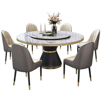 Thumbnail for Light Luxury Marble Dining Table And Chair Combination With Turntable