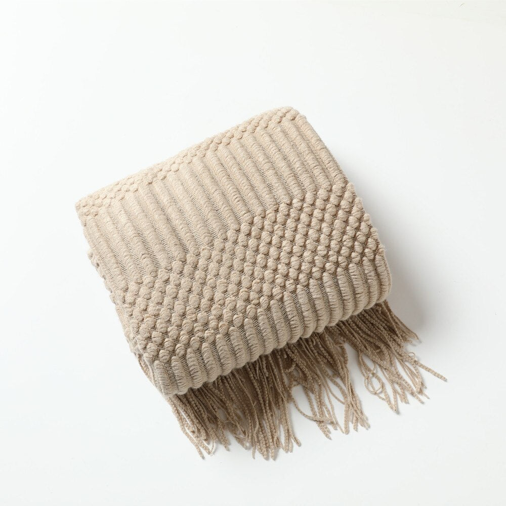 Knitted Blanket With Tassel