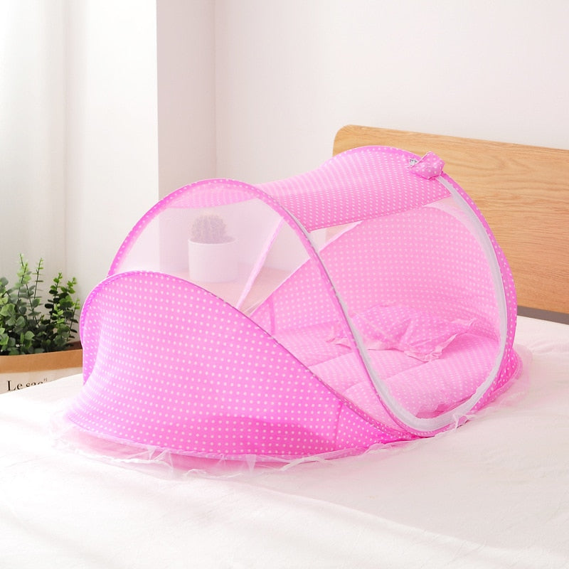 Portable Crib Breathable Folding Bedding Set with Mosquito Net and Pillow