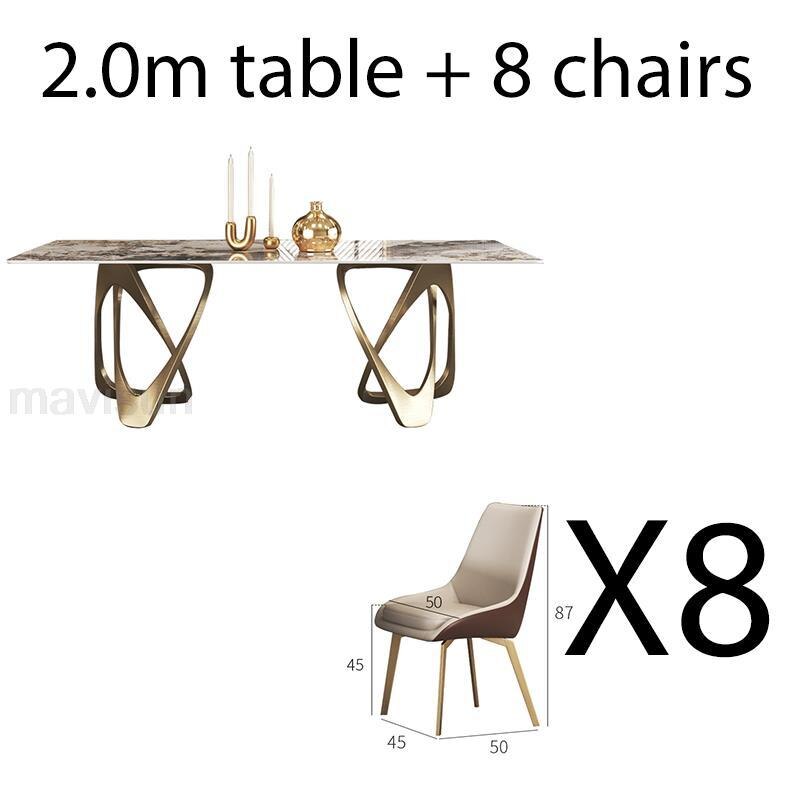 Gold Rectangular Dining Table Set with 6 Chairs