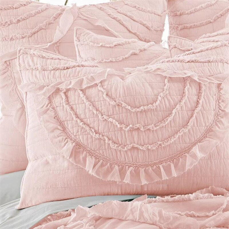 Handmade Lace Cotton Quilt Set - 3pcs Bedspread