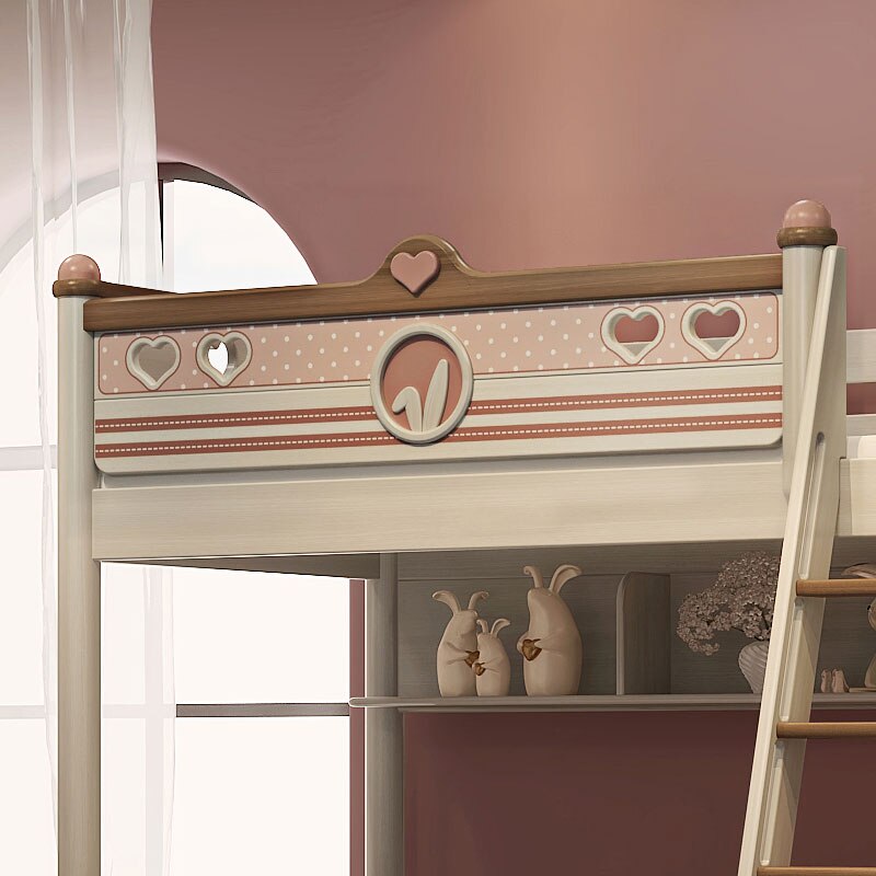 Modern Solid Wood Bunk Bed for Children with Princess Theme