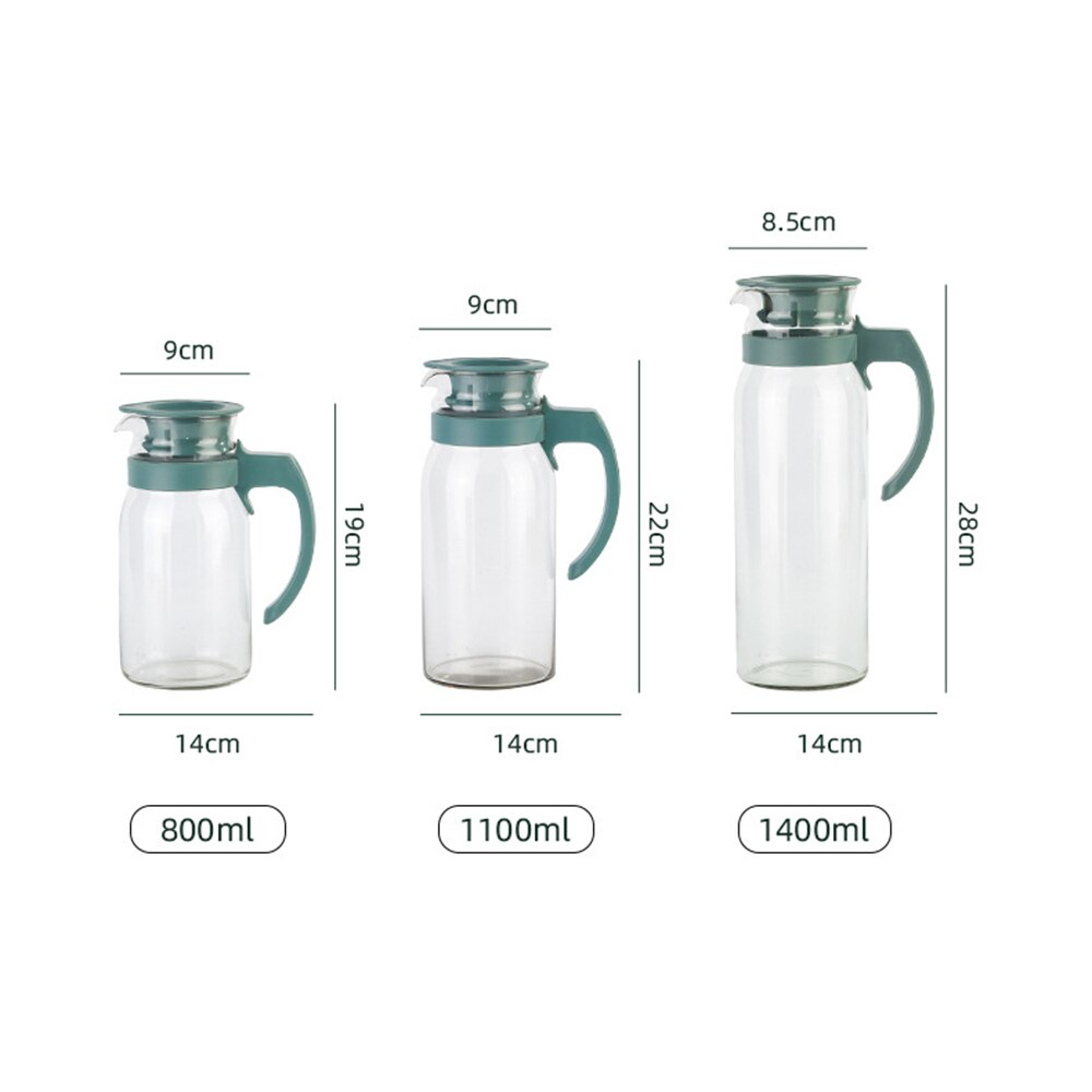 Glass Water Pitcher with Lid and Handle - Beverage Dispenser