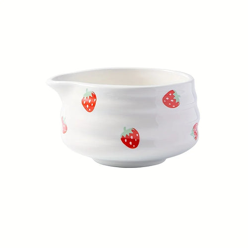 Cute strawberry mouth matcha bowl and matcha whisk set