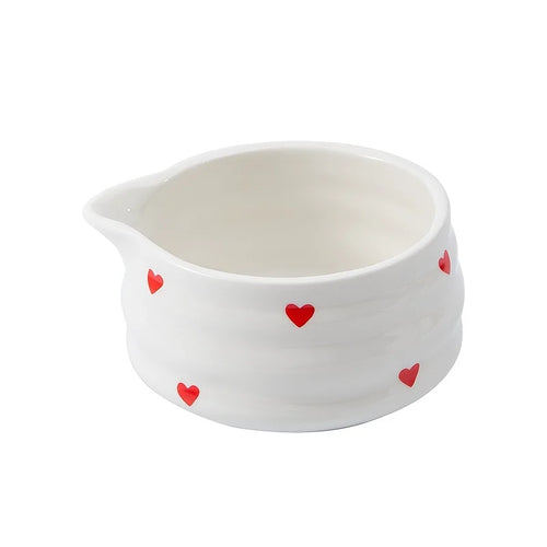 heart-shaped Spouted matcha bowls and matcha mixers