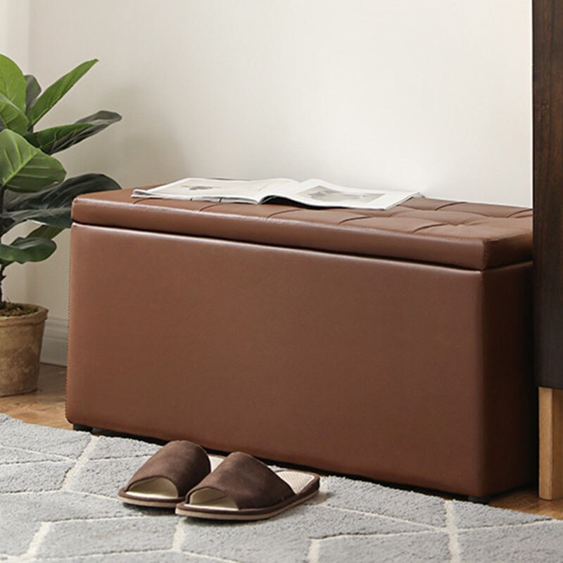 Modern Long Bench Stool for Entryway with Footrest