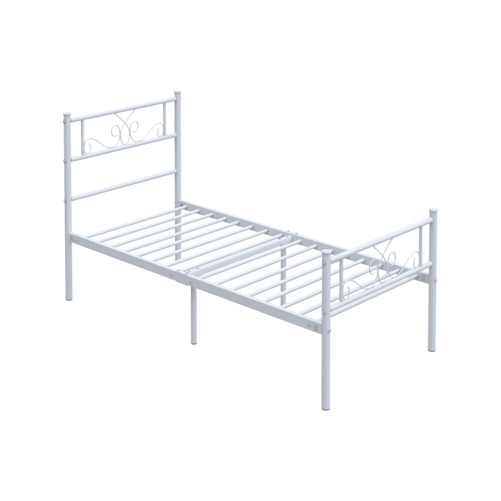 Premium Metal Twin Bed with Platform Box Spring