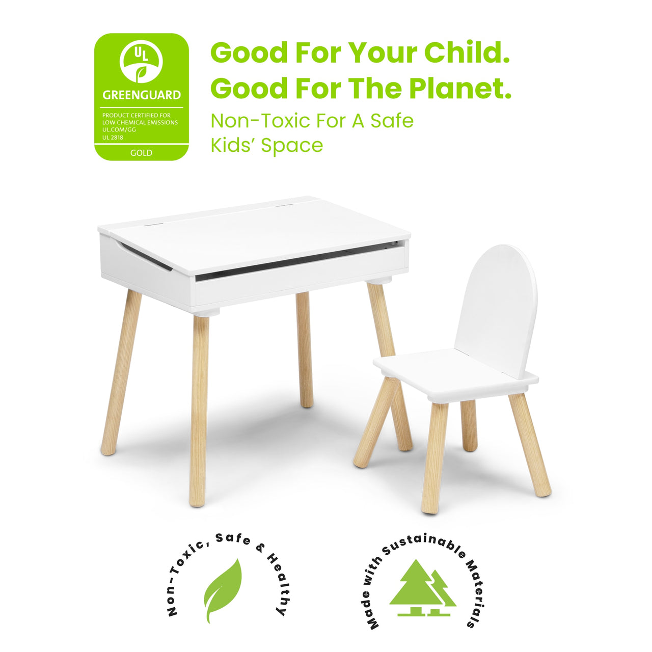 White Desk and Chair Set for Toddlers