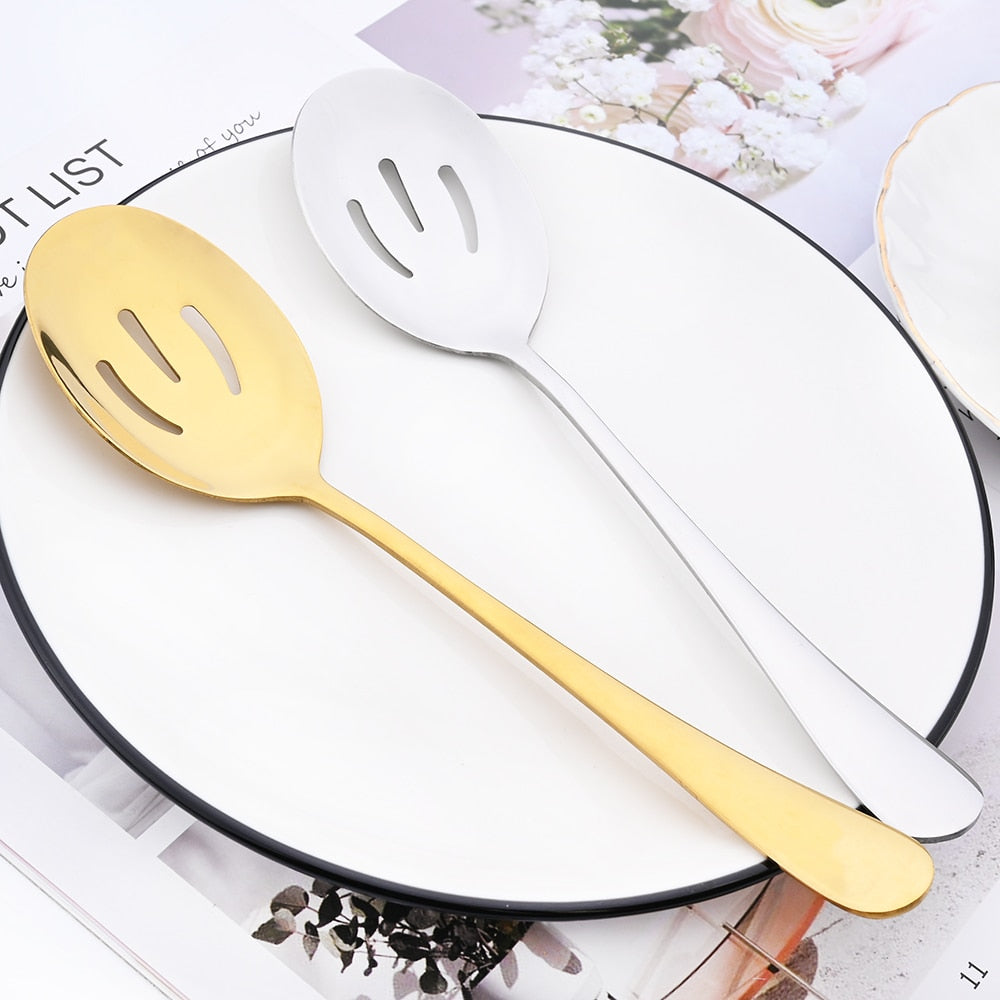 Drmfiy Black Cutlery Serving Utensils Dinnerware Set