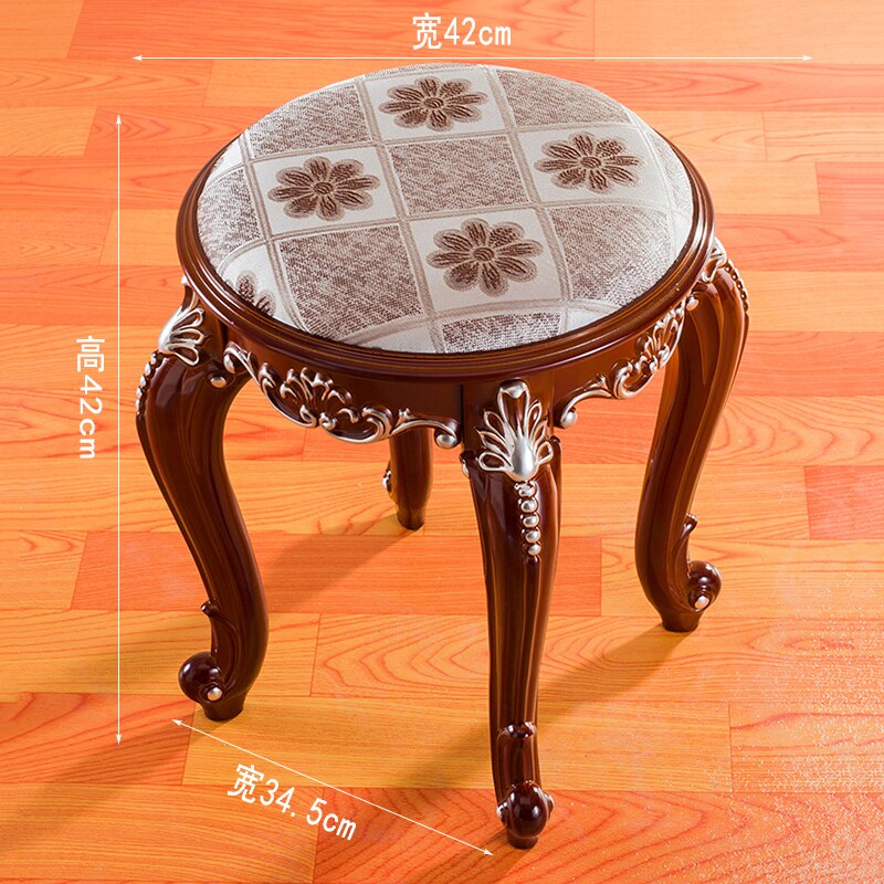 White French Makeup Stool with Solid Wood Design