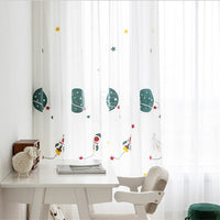 Thumbnail for Outer Space Rocket Embroidered Voile Curtain