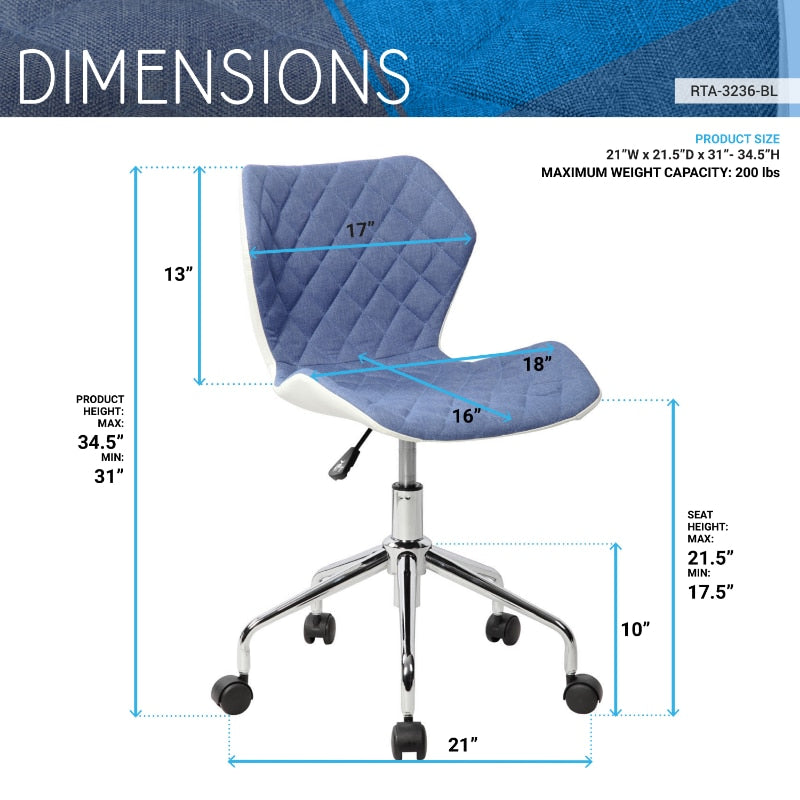 Blue Adjustable Office Task Gaming Chair