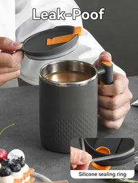 Thumbnail for Stainless Steel Coffee Cup with Lid and Double Wall