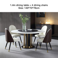 Thumbnail for Light Luxury Rock Board Dining Table with Carbon Steel Frame