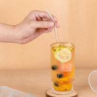 Thumbnail for Ribbed Glass Cocktail Glasses Set with Straws