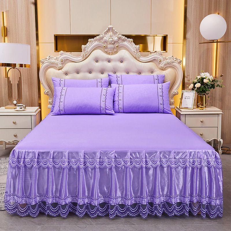Soft Lace Bed Skirt Set for King/Queen Size Beds