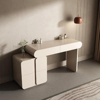 Thumbnail for Minimalist Dressing Table with Stool and LED Mirror, White, 6 Drawers