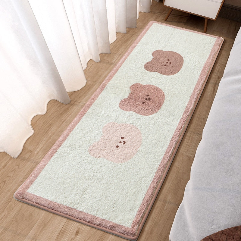 Cute Pink Hairy Bedroom Rug for Children's Room Decor