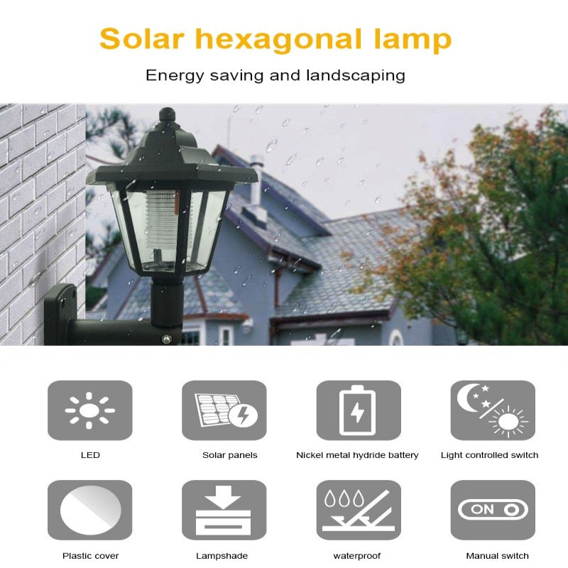 Hexagonal Garden Solar LED Wall Sconce